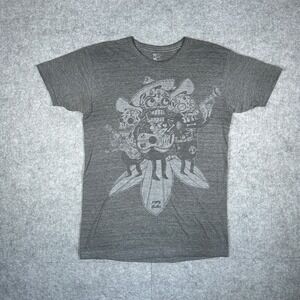 Billabong T Shirt Mens Medium Gray Day of the Dead Mariachi Surfing Graphic Tee